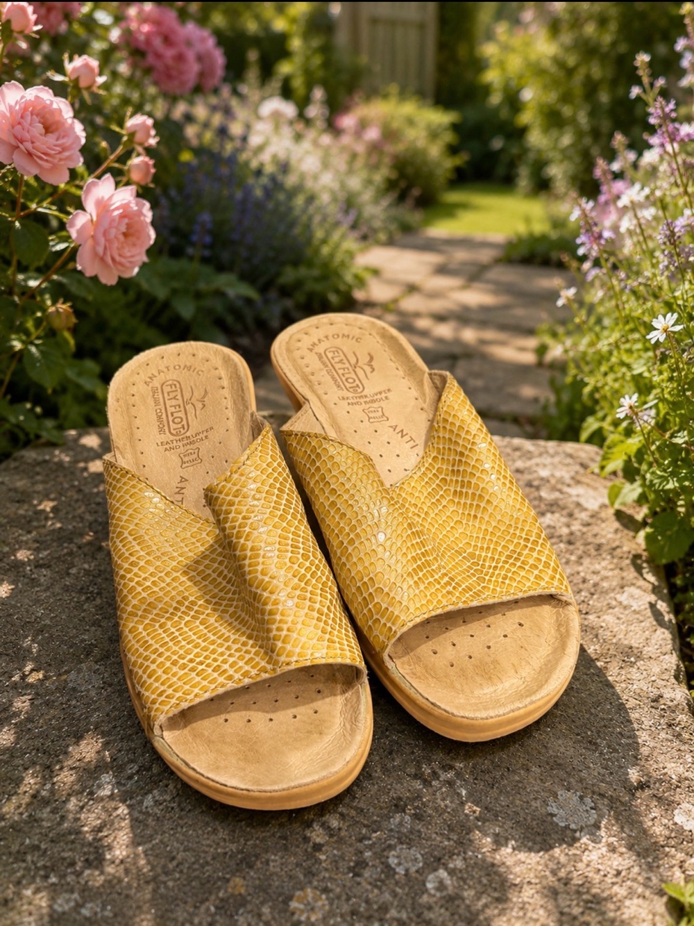 Fly flot Yellow Slip-On Slide Mules with Textured Upper size 7